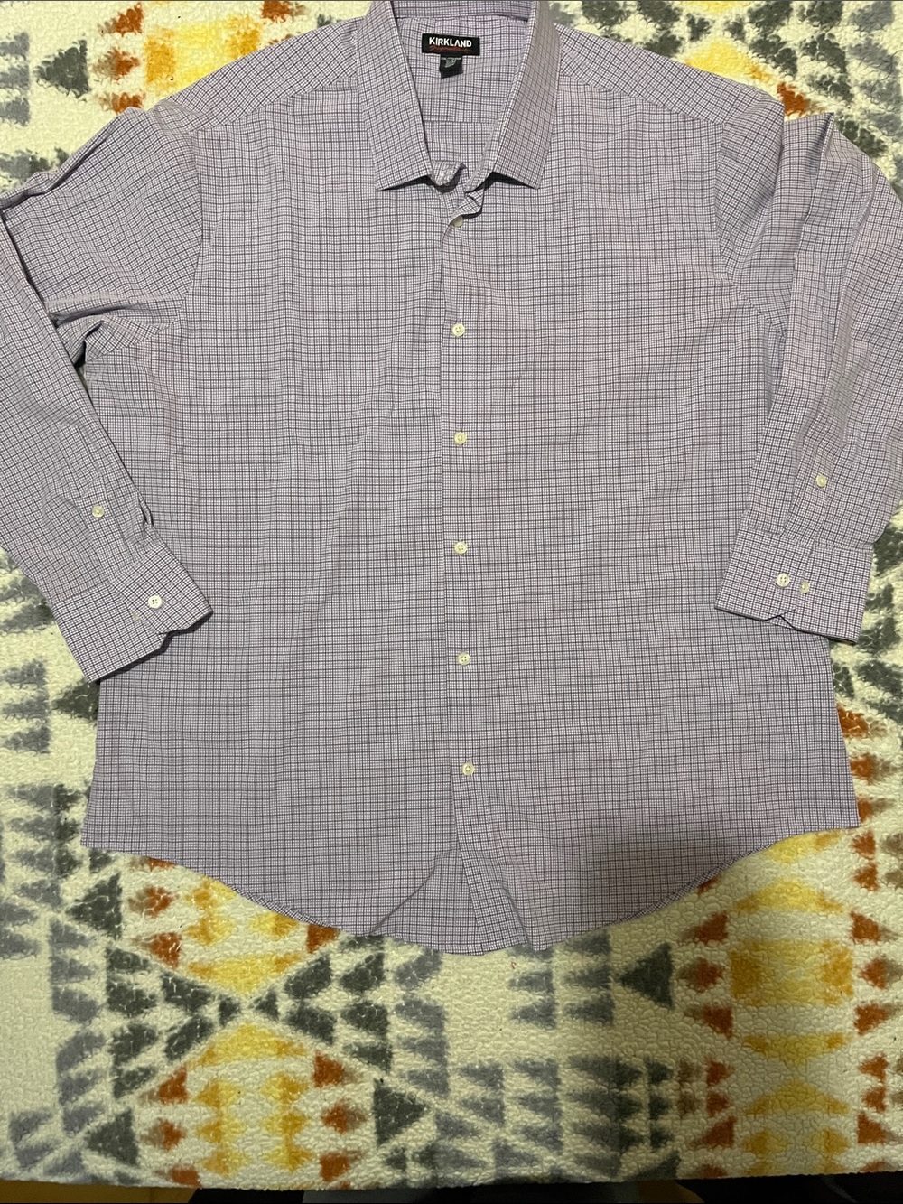 Kirkland Signature Purple Check Long-Sleeve Dress Shirt